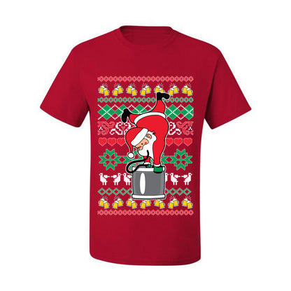 Ugly Xmas Graphic  T-shirt  Drunk Keg Stand Beer Drinking Santa Ugly Christmas T-shirt  Ugly Christmas  Men's T-Shirt