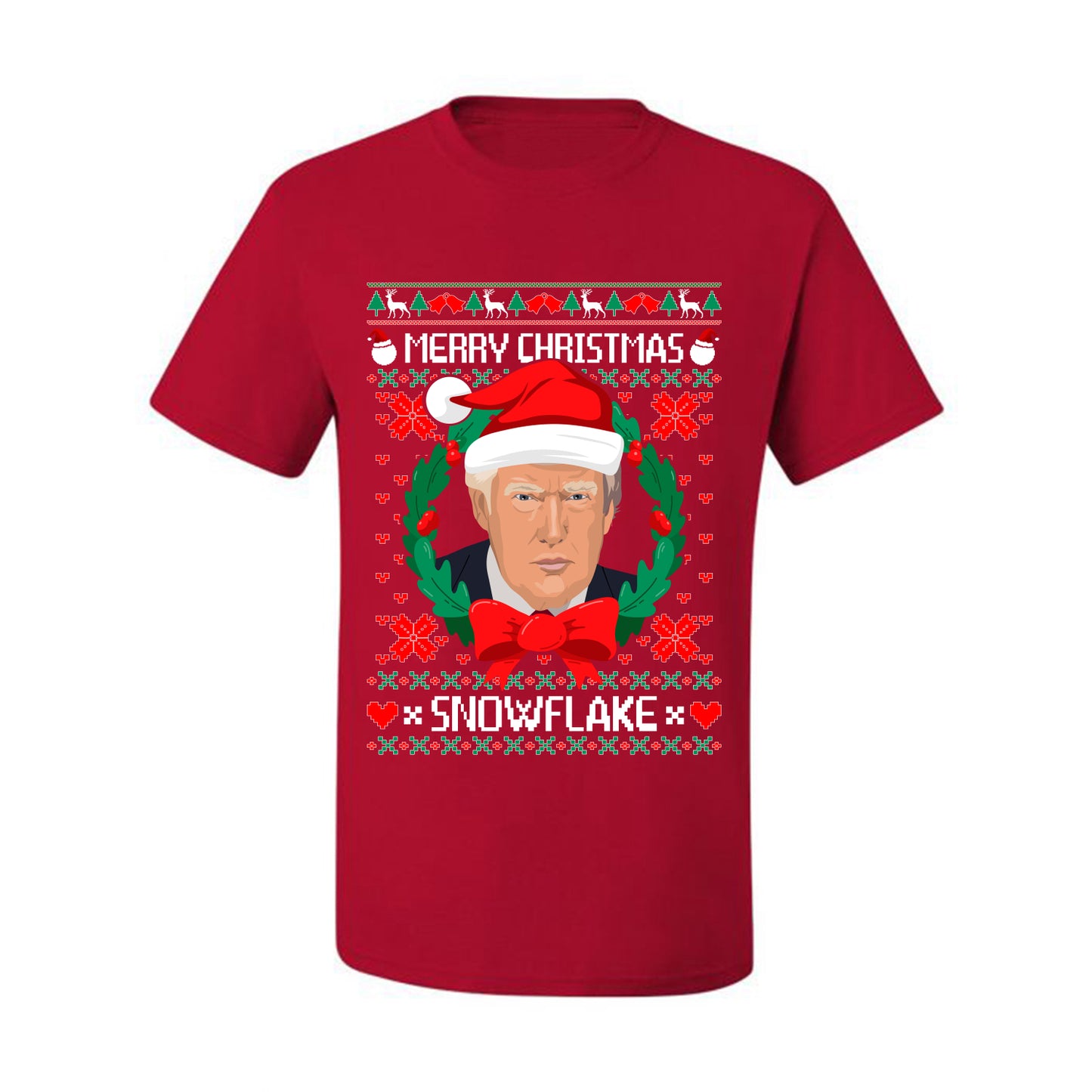 Funny Ugly Xmas Holiday  T-shirt  Trump Merry Christmas Snowflake Ugly Christmas T-shirt  Ugly Christmas  Men's T-Shirt