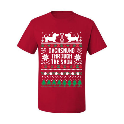 Graphic Daschund Through The Snow Christmas Wild Bobby Ugly Christmas Butcher Apron BBQ Grilling, Kitchen Cooking Ugly Christmas T-shirt  Ugly Christmas  Men's T-Shirt