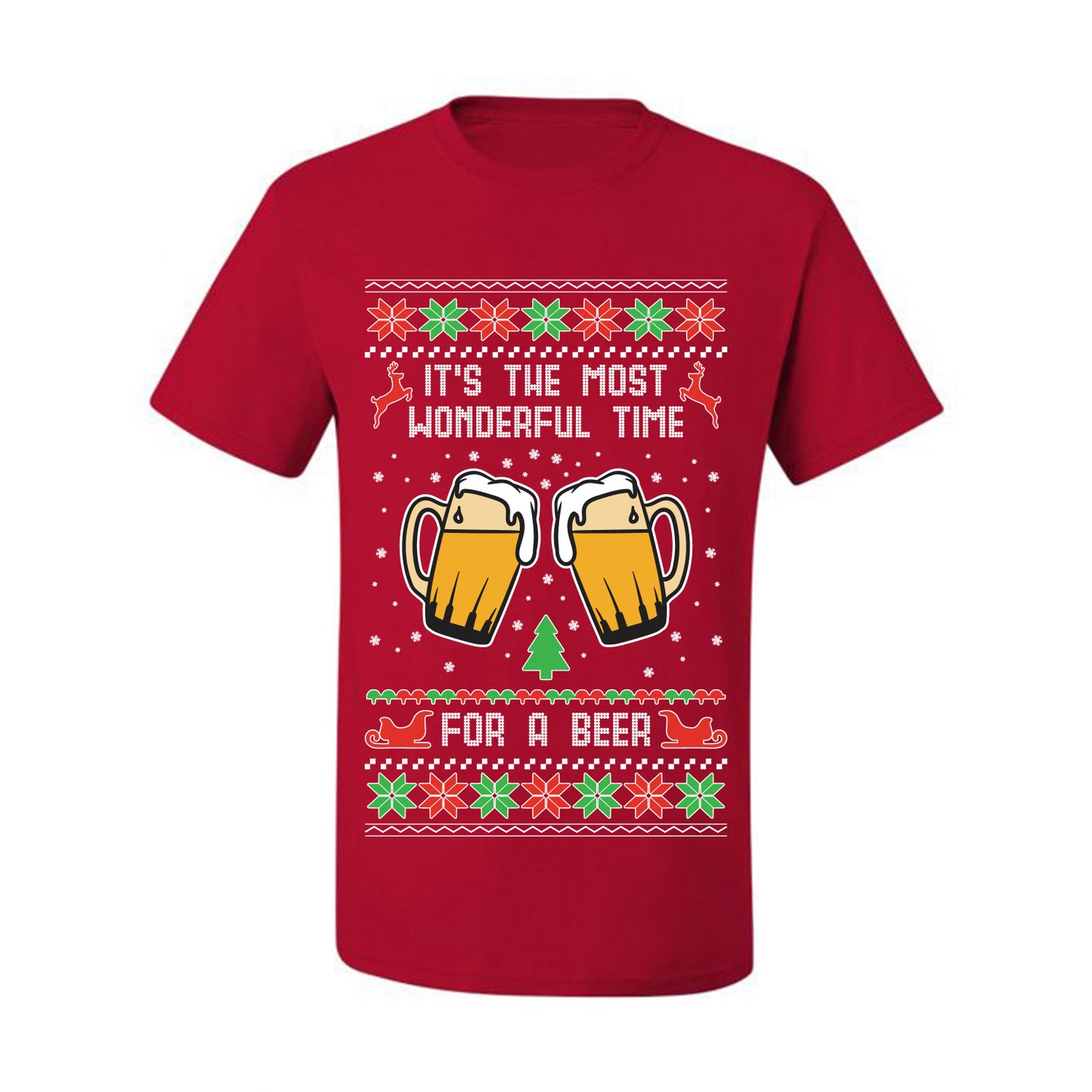 Men's Ugly Christmas Tshirt  Shirt, "It's The Most Wonderful Time for a Beer" Ugly Christmas Tshirt Men's Graphic T-Shirt Ugly Christmas  Men's T-Shirt
