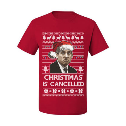Men's Ugly T-shirt for Christmas  Shirt Michael Scott Office "Christmas Is Cancelled" Ugly Christmas T-shirt  Ugly Christmas  Men's T-Shirt
