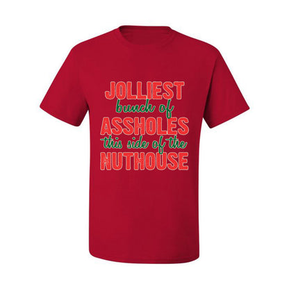 Ugly Christmas Butcher Graphic , Cooking BBQ Grilling Kitchen, "Jolliest Bunch of Assholes This Side of Nuthouse", Wild Bobby Ugly Christmas Tshirt Men's Graphic T-Shirt Ugly Christmas  Men's T-Shirt