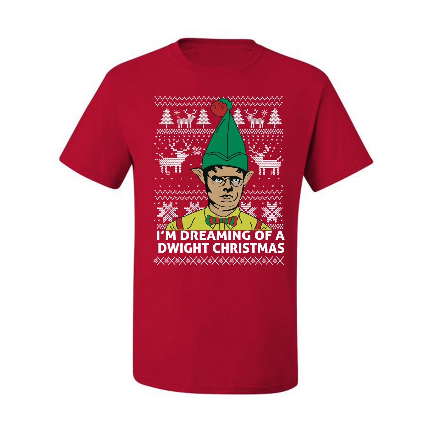 Funny Graphic Shirt Ugly Xmas Holiday T-shirt  The Office Schrute "I'm Dreaming of a Dwight Christmas" Wild Bobby Ugly Christmas T-shirt  Ugly Christmas  Men's T-Shirt