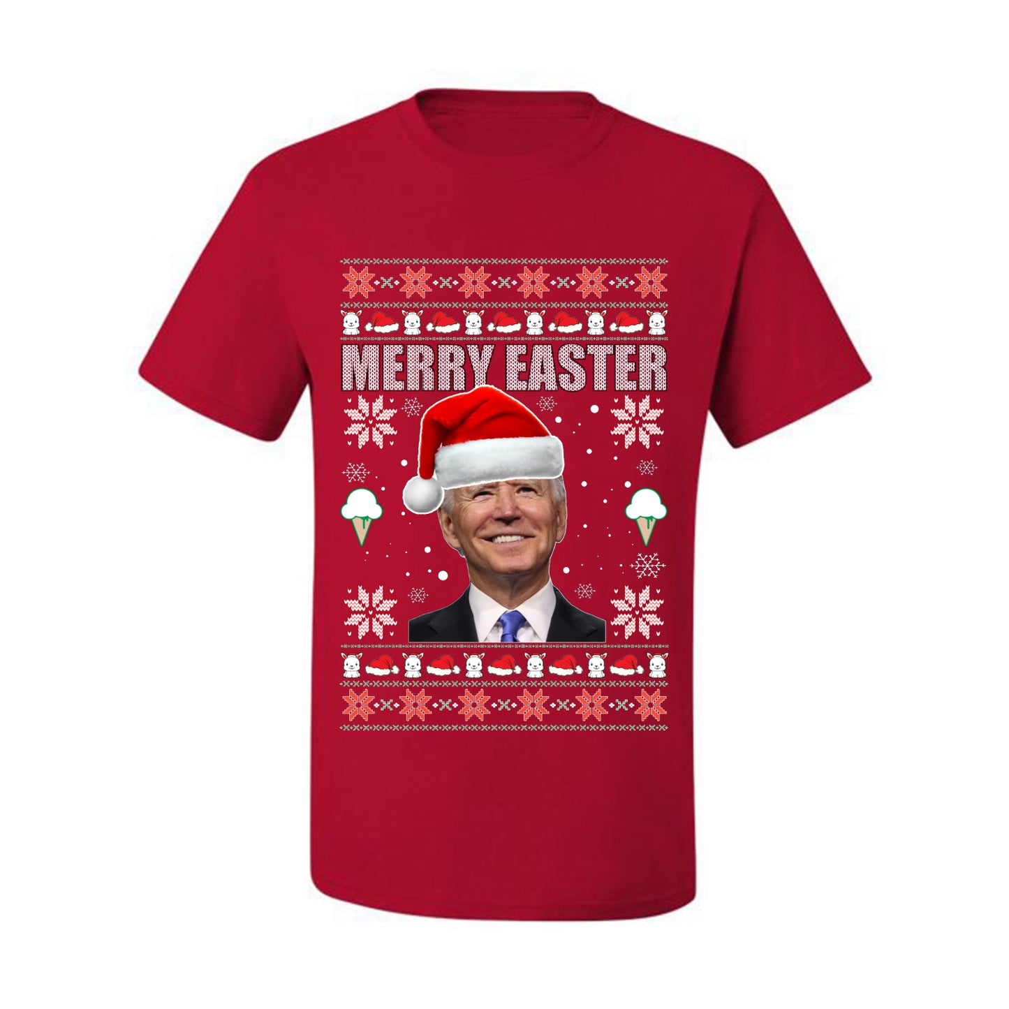 Funny Ugly Xmas Holiday T-shirt  Graphic  Joe Biden Merry Easter Ugly Christmas T-shirt  Ugly Christmas  Men's T-Shirt