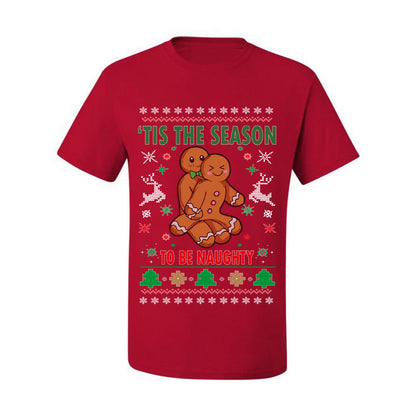 Graphic Ugly Christmas  T-shirt  Tis' The Season To Be Naughty Ugly Christmas T-shirt  Ugly Christmas  Men's T-Shirt