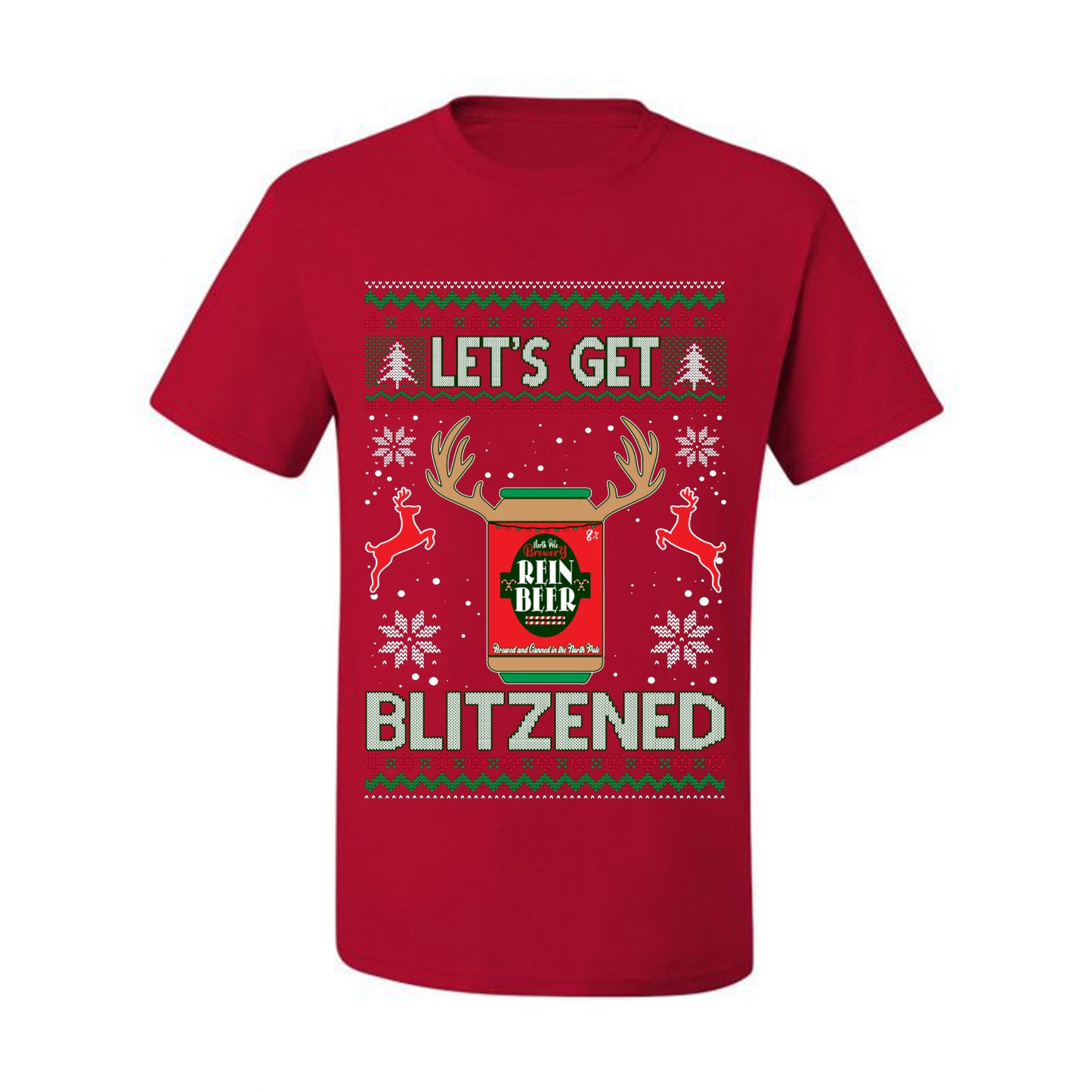 Men's Ugly T-shirt for Christmas Holidays  Shirt Wild Bobby Let's Get Blitzened Rein Beer Ugly Christmas T-shirt  Ugly Christmas  Men's T-Shirt