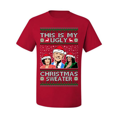 Men's Graphic Ugly Xmas Tshirt, This is My Ugly Christmas Tshirt, Anti Democrat Biden Kamala Pelosi, Wild Bobby  Ugly Christmas Tshirt Men's Graphic T-Shirt Ugly Christmas  Men's T-Shirt