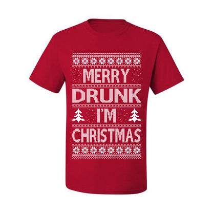 Funny Ugly Xmas Tshirt , Merry Drunk I'm Christmas, Wine Beer  Drinking,  Ugly Christmas Tshirt Men's Graphic T-Shirt Ugly Christmas  Men's T-Shirt