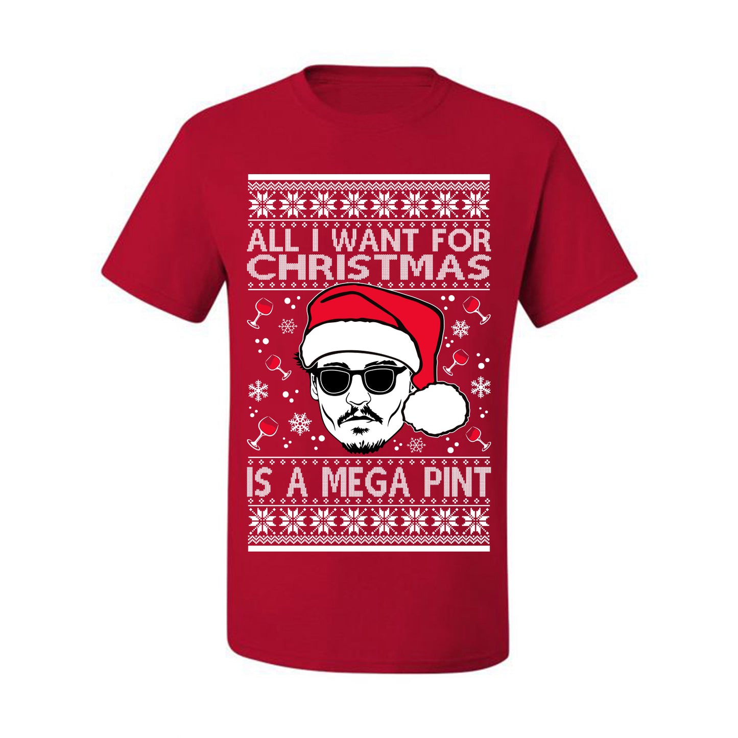 Graphic All I Want For Christmas is a Mega Ugly Xmas T-shirt Wild Bobby Johnny D  Ugly Christmas T-shirt  Ugly Christmas  Men's T-Shirt