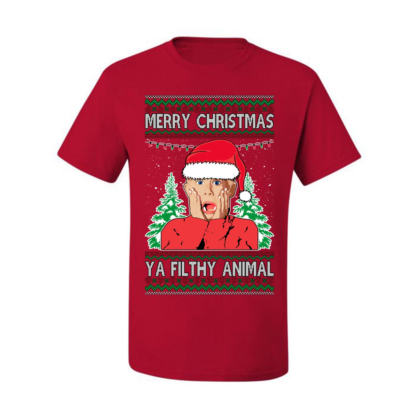 Filthy Animal Christmas Sweatshirt Kevin Movie Christmas Sweater, Ugly Christmas Sweater Unisex Crewneck Sweatshirt Ugly Christmas Sweater Men's T-Shirt