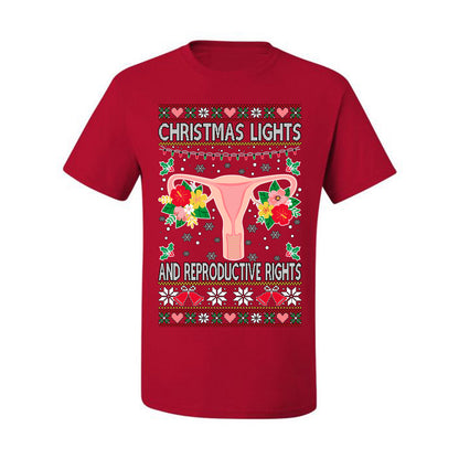 Ugly Christmas T-shirt Graphic  , Christmas Lights & Reproductive Rights Ugly Christmas T-shirt  Ugly Christmas  Men's T-Shirt