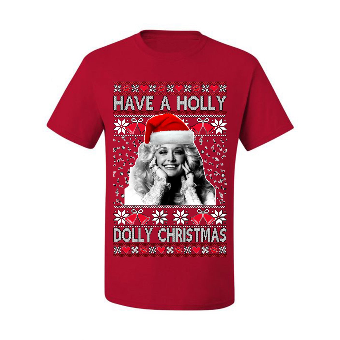 Ugly Xmas Tshirt , "Have a Holly Dolly Christmas" Ugly Christmas Tshirt Men's Graphic T-Shirt Ugly Christmas  Men's T-Shirt