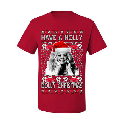 Ugly Xmas Tshirt , "Have a Holly Dolly Christmas" Ugly Christmas Tshirt Men's Graphic T-Shirt Ugly Christmas  Men's T-Shirt
