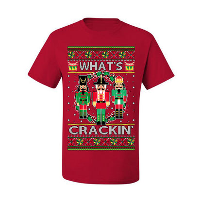Funny Meme Ugly Xmas Holiday T-shirt Graphic What's Crackin' Nutcracker Ugly Christmas T-shirt  Ugly Christmas  Men's T-Shirt