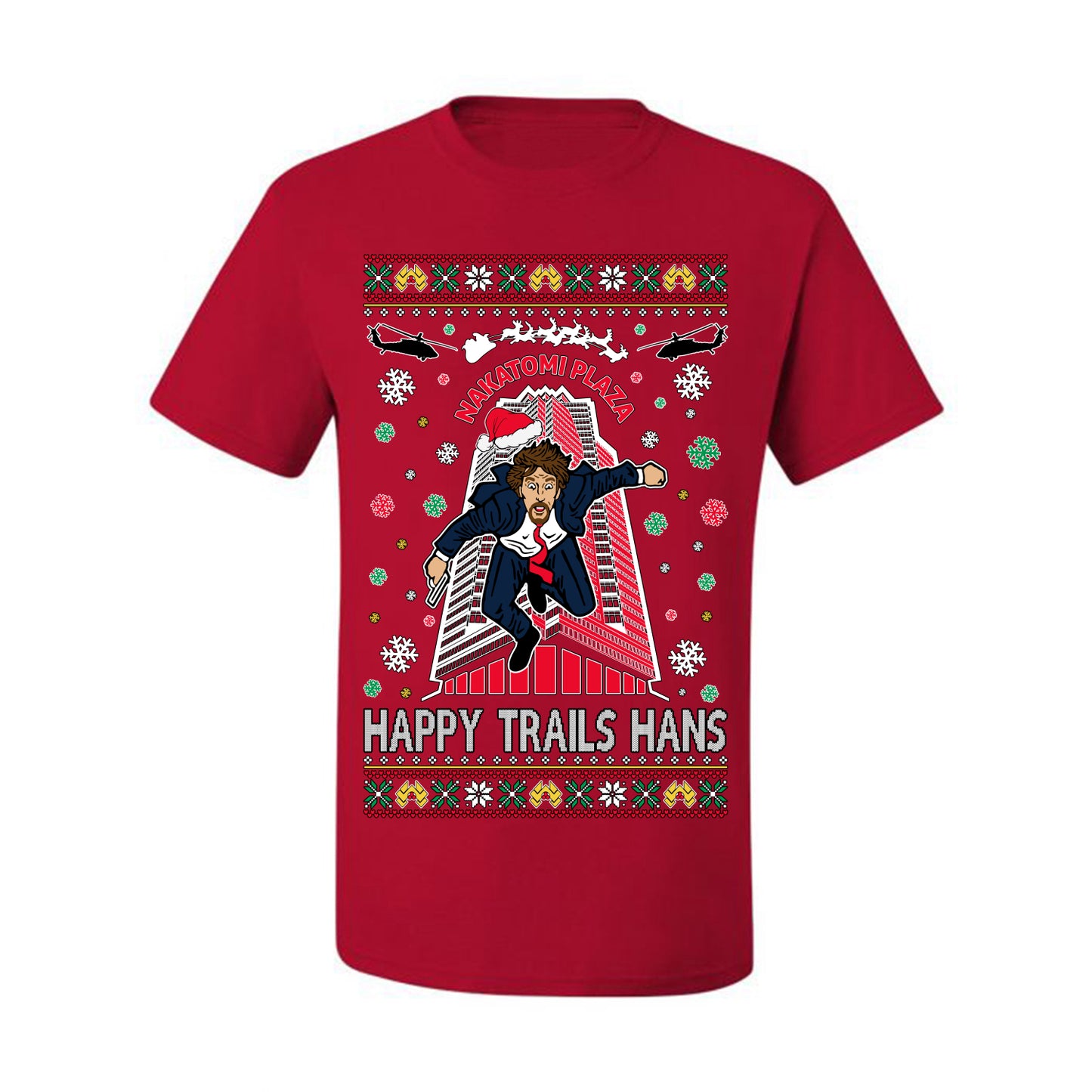 Ugly Holiday Nakatomi Plaza Happy Trails Hans Ugly Christmas T-shirt  Ugly Christmas  Men's T-Shirt