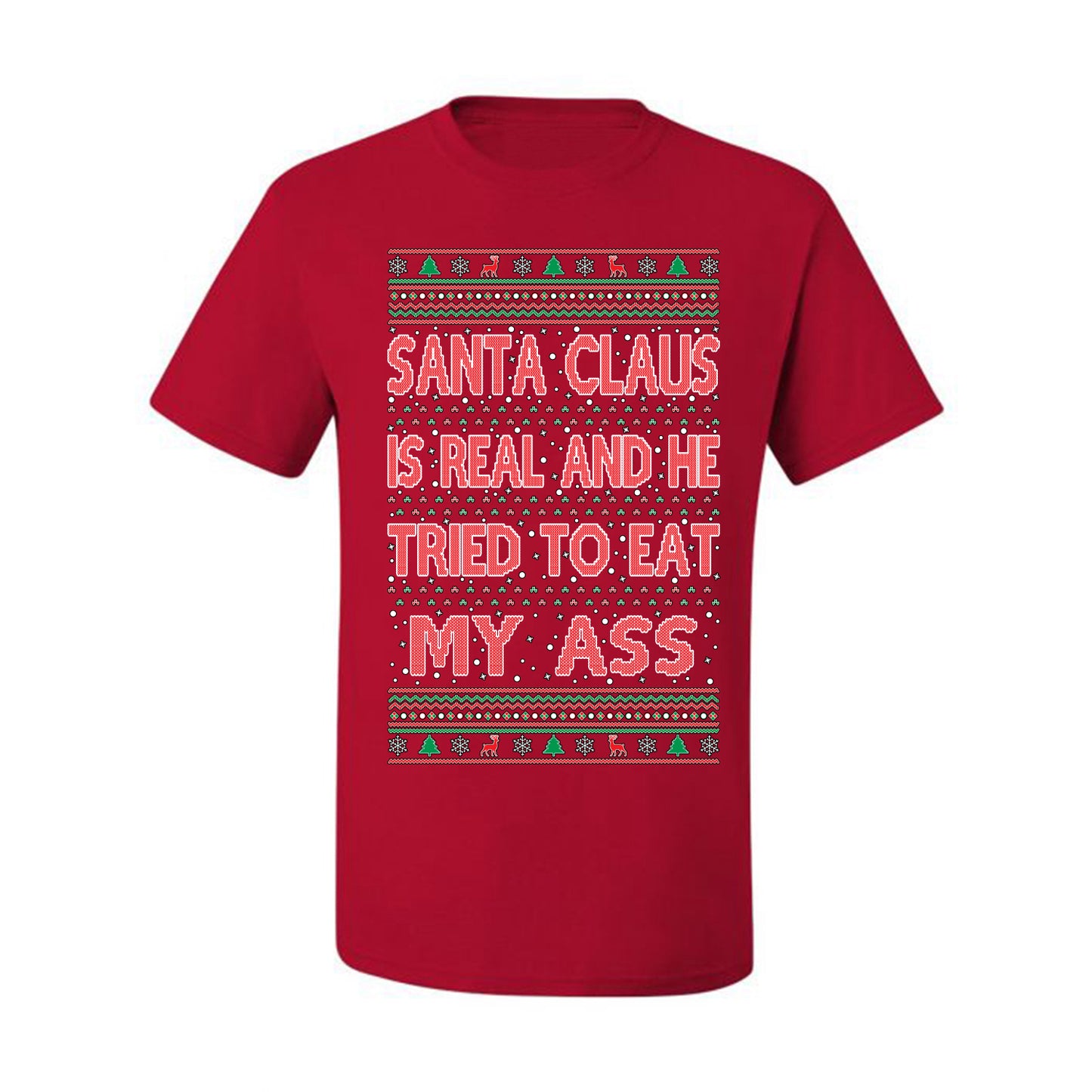 Funny Ugly Xmas  Naughty Santa Claus Is Real Ugly Christmas Tshirt Men's Graphic T-Shirt Ugly Christmas  Men's T-Shirt