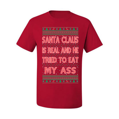 Funny Ugly Xmas  Naughty Santa Claus Is Real Ugly Christmas Tshirt Men's Graphic T-Shirt Ugly Christmas  Men's T-Shirt