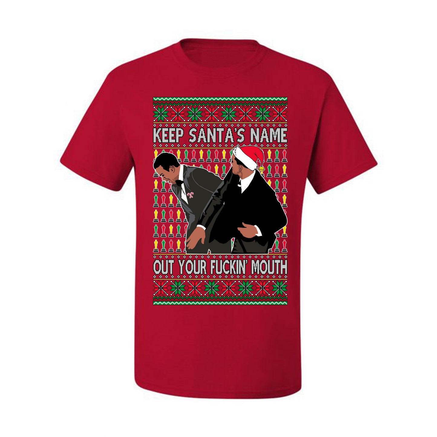 Meme Ugly Christmas  Tshirt , Will Smith Slapping Chris Rock, Wife, Award Show Joke, Ugly Christmas Tshirt Men's Graphic T-Shirt Ugly Christmas  Men's T-Shirt
