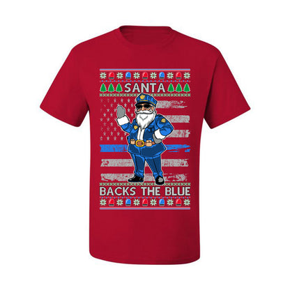 Santa Backs the Blue, Christmas Gifts, Funny Xmas Gift Idea, Ugly Christmas Sweater Men's T-Shirt