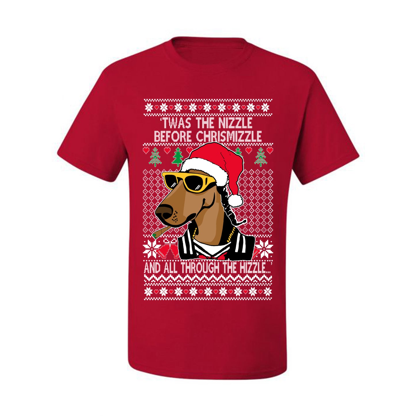 Twas The Nizzle Before Chrismizzle Gangster Dogg Rapper, Christmas Gifts, Funny Xmas Gift Idea, Ugly Christmas Sweater Men's T-Shirt