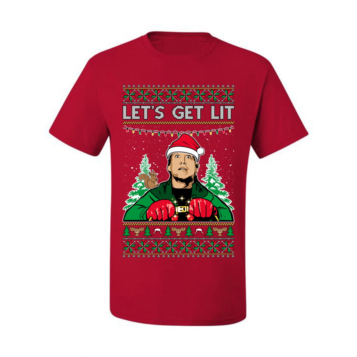 Let's Get Lit Clark Vacation Movie Parody Ugly Christmas Sweater, Christmas Gifts, Funny Xmas Gift Idea, Men's T-Shirt