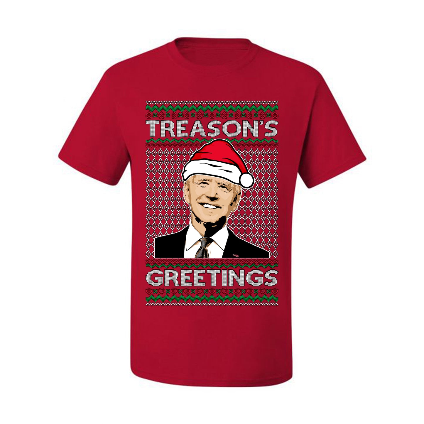 Treason's Greetings Biden President Humor Ugly Christmas Sweater, Christmas Gifts, Funny Xmas Gift Idea, Men's T-Shirt