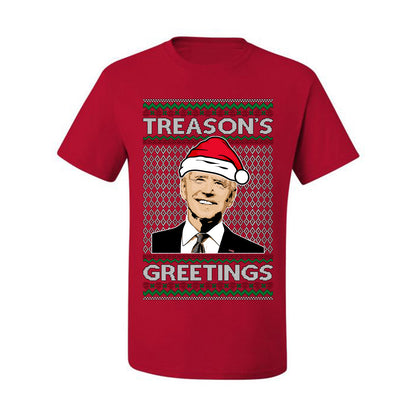 Treason's Greetings Biden President Humor Ugly Christmas Sweater, Christmas Gifts, Funny Xmas Gift Idea, Men's T-Shirt