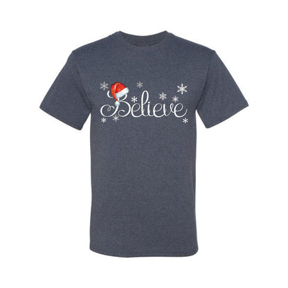 Men's Christmas  Shirt Snowflake Santa Hat Believe  Ugly Christmas T-shirt  Ugly Christmas  Men's T-Shirt