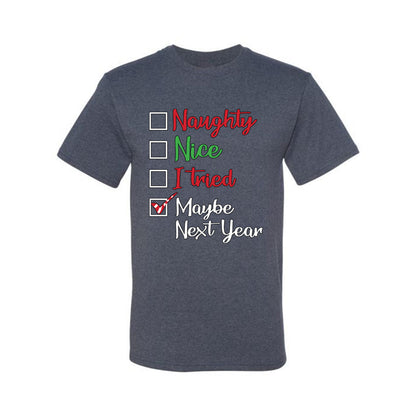 Men's Ugly Christmas  Shirt Naughty Nice I Tried Maybe Next Year Checklist  Ugly Christmas Tshirt Men's Graphic T-Shirt Ugly Christmas  Men's T-Shirt