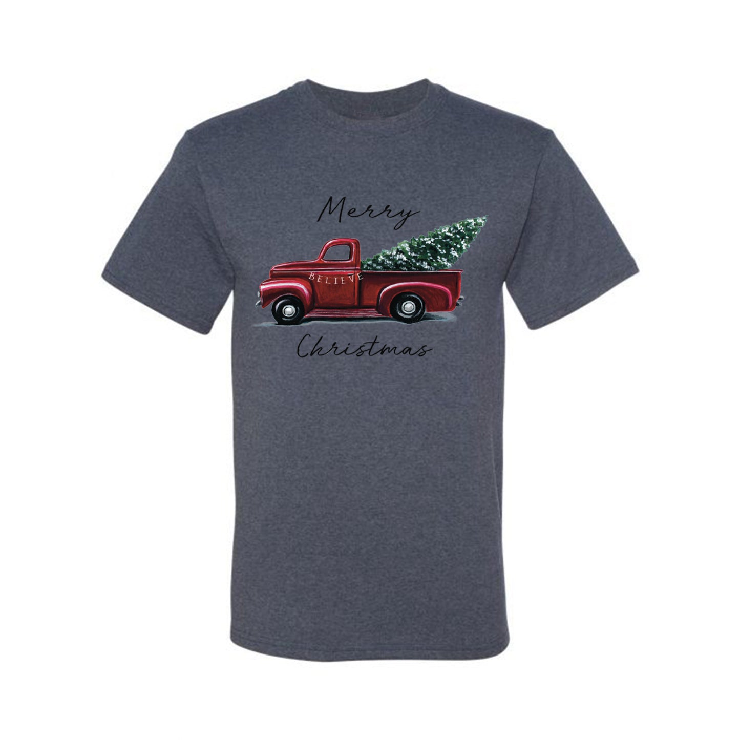 Men's Graphic Shirt, Red Pick Up Truck, Merry Christmas Ugly Christmas Tshirt Men's Graphic T-Shirt Ugly Christmas  Men's T-Shirt