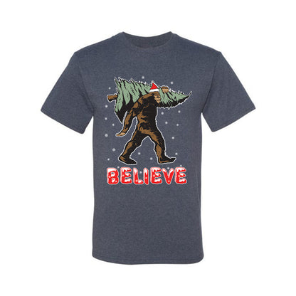 Men's Christmas  Shirt Believe Santa Sasquatch Bigfoot Wild Bobby Ugly Christmas T-shirt  Ugly Christmas  Men's T-Shirt