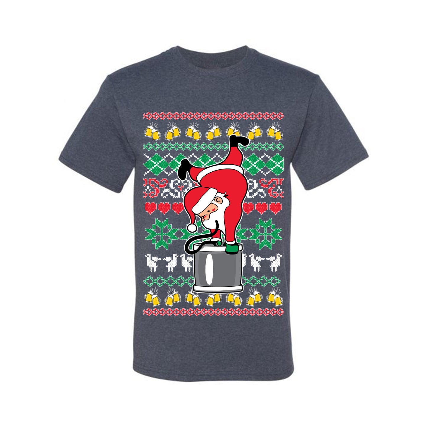 Ugly Xmas Graphic  T-shirt  Drunk Keg Stand Beer Drinking Santa Ugly Christmas T-shirt  Ugly Christmas  Men's T-Shirt