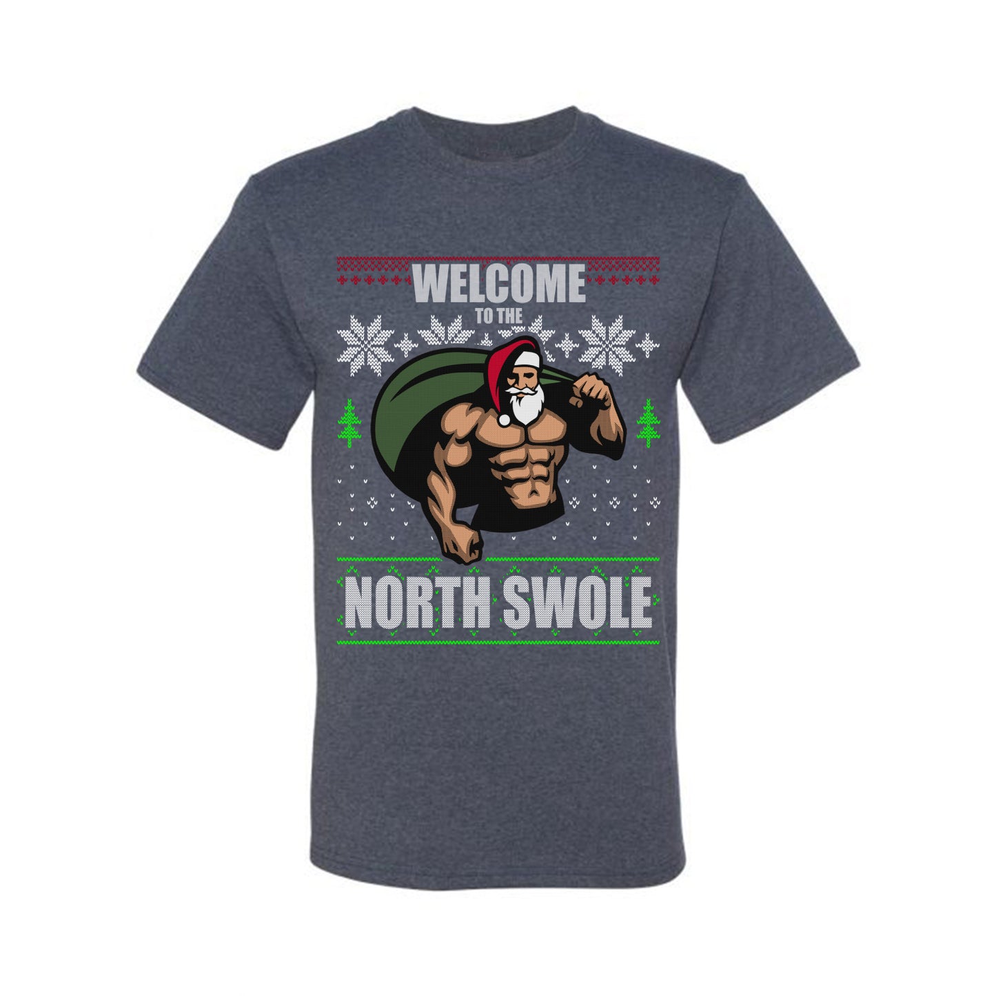 Ugly  Christmas T-shirt  "Merry Liftmas!" Santa Fitness Workout Gym Swole Gift, Group 2 Design Ugly Christmas T-shirt  Ugly Christmas  Men's T-Shirt