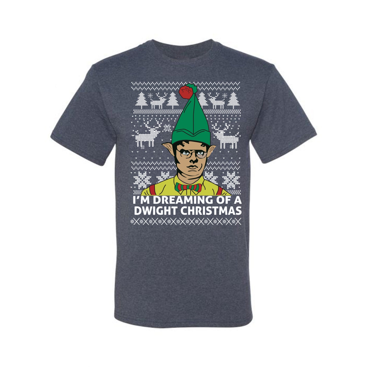 Funny Graphic Shirt Ugly Xmas Holiday T-shirt  The Office Schrute "I'm Dreaming of a Dwight Christmas" Wild Bobby Ugly Christmas T-shirt  Ugly Christmas  Men's T-Shirt