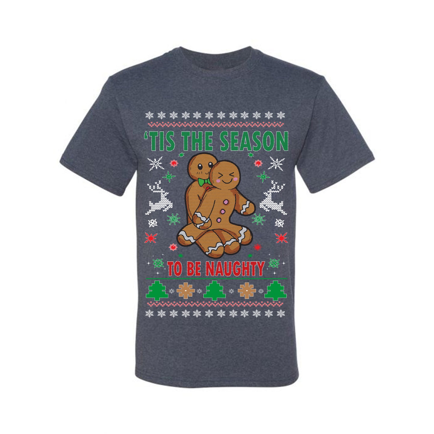Graphic Ugly Christmas  T-shirt  Tis' The Season To Be Naughty Ugly Christmas T-shirt  Ugly Christmas  Men's T-Shirt