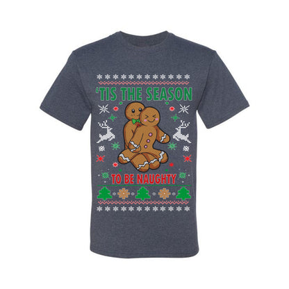 Graphic Ugly Christmas  T-shirt  Tis' The Season To Be Naughty Ugly Christmas T-shirt  Ugly Christmas  Men's T-Shirt