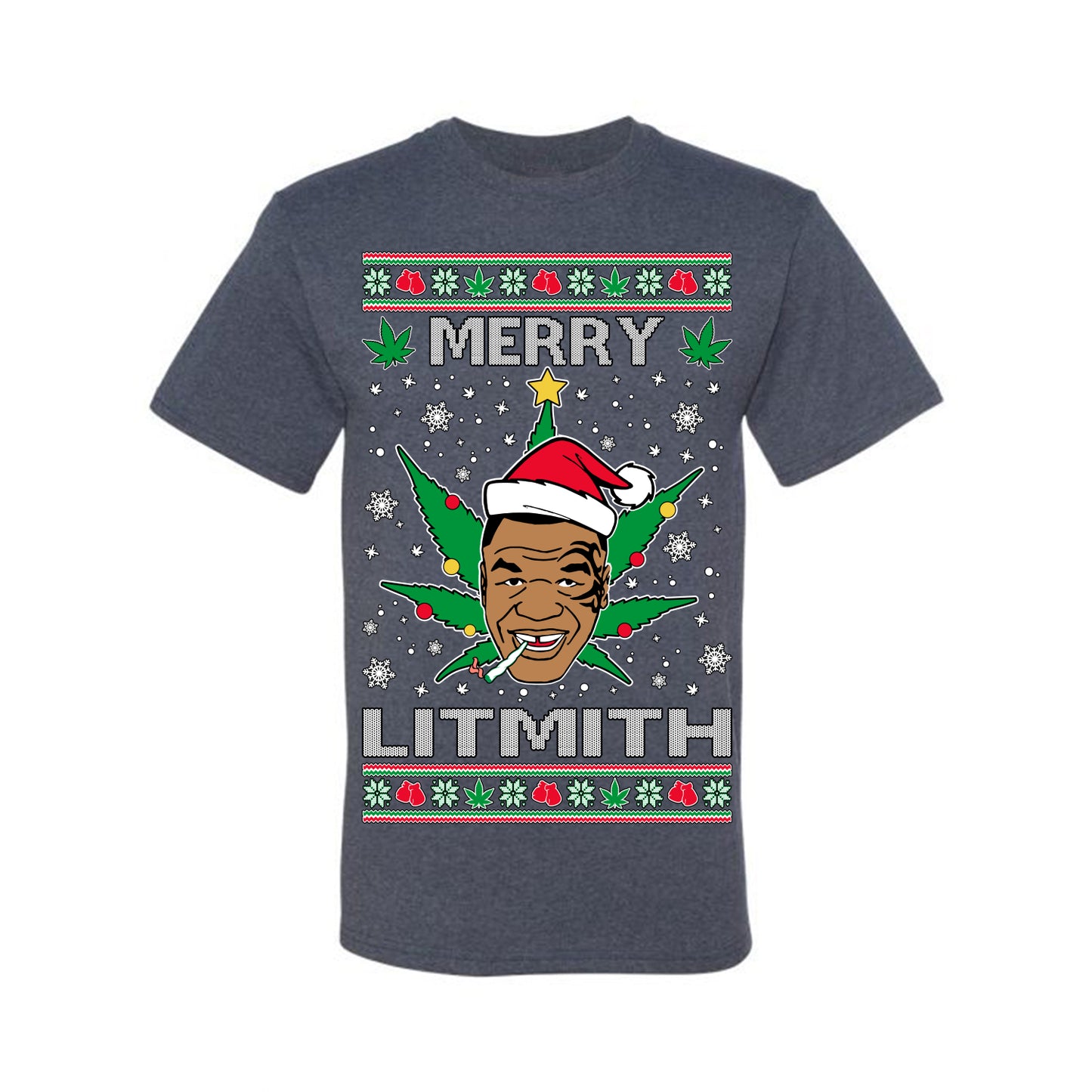 Ugly Xmas  T-shirt , Merry Lithmith Tyson, Joint Weed Pot Leaf Stoner Ugly Christmas T-shirt  Ugly Christmas  Men's T-Shirt