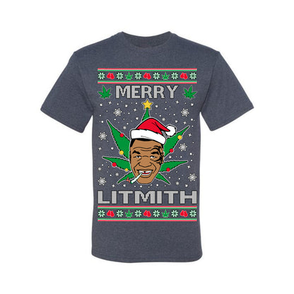 Ugly Xmas  T-shirt , Merry Lithmith Tyson, Joint Weed Pot Leaf Stoner Ugly Christmas T-shirt  Ugly Christmas  Men's T-Shirt