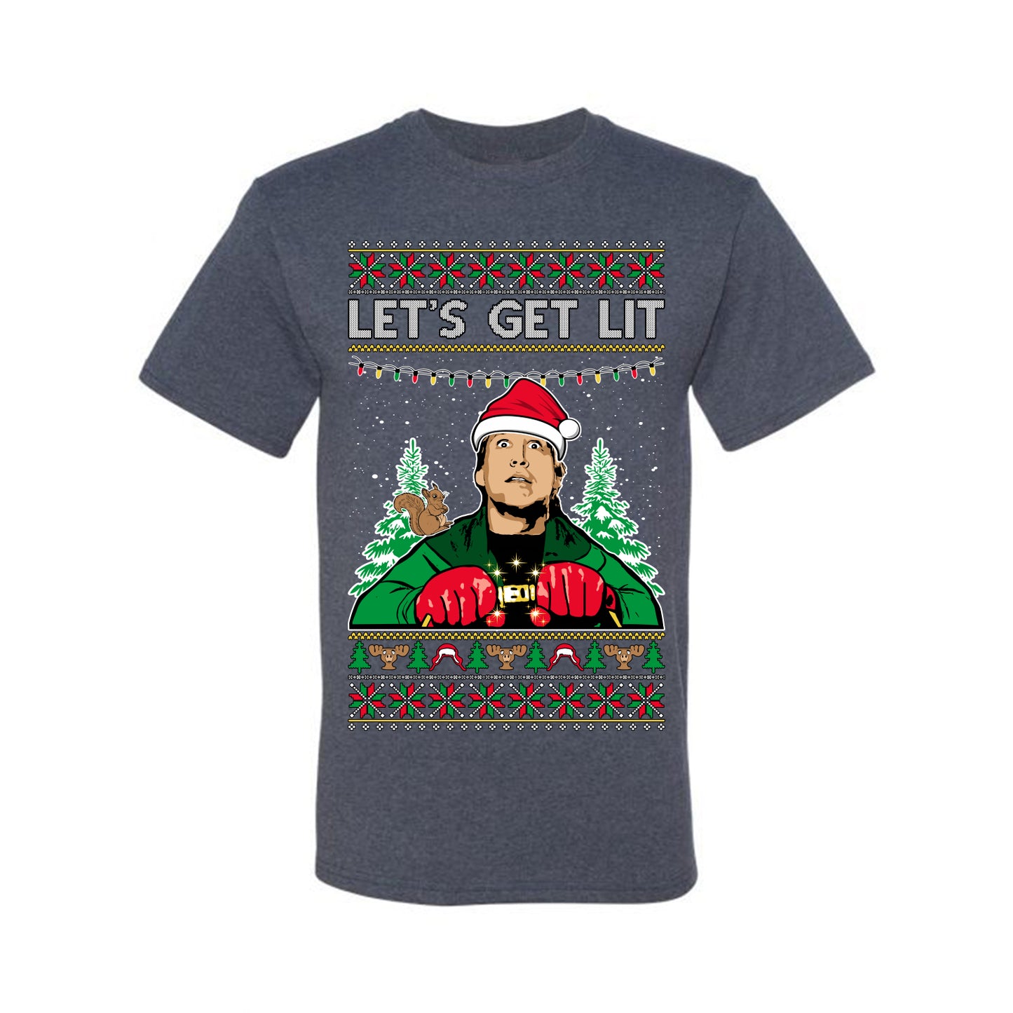 Let's Get Lit Clark Vacation Movie Parody Ugly Christmas Sweater, Christmas Gifts, Funny Xmas Gift Idea, Men's T-Shirt