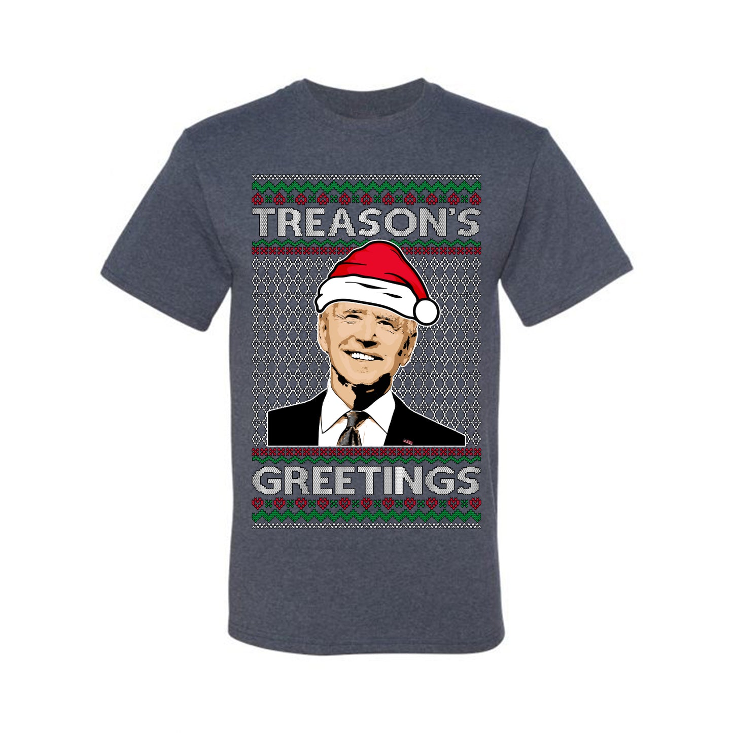 Treason's Greetings Biden President Humor Ugly Christmas Sweater, Christmas Gifts, Funny Xmas Gift Idea, Men's T-Shirt