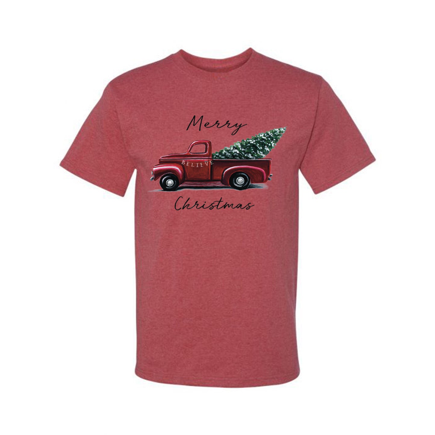 Men's Graphic Shirt, Red Pick Up Truck, Merry Christmas Ugly Christmas Tshirt Men's Graphic T-Shirt Ugly Christmas  Men's T-Shirt