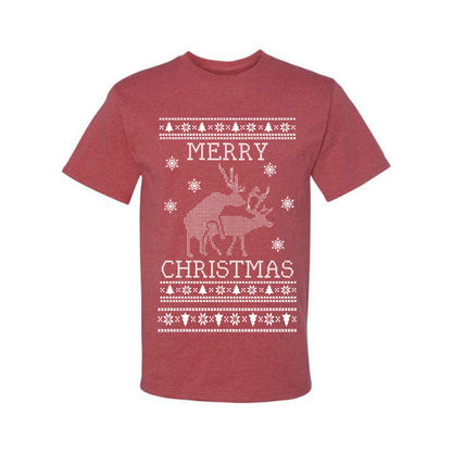 Funny  Ugly Xmas Holiday T-shirt  Merry Christmas Reindeer Humping  Ugly Christmas T-shirt  Ugly Christmas  Men's T-Shirt