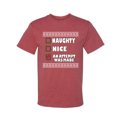 Attempted to be Naughty and Nice Men's Ugly T-shirt for Christmas  Shirt Ugly Christmas T-shirt  Ugly Christmas  Men's T-Shirt