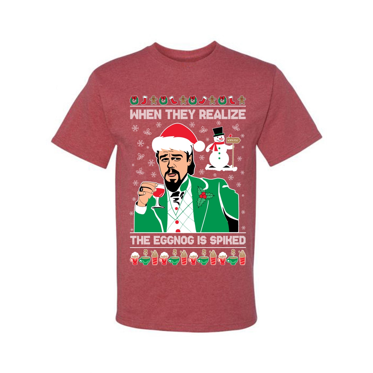 Funny  Ugly Xmas Graphic  T-shirt Leo The Eggnog Meme  Ugly Christmas T-shirt  Ugly Christmas  Men's T-Shirt