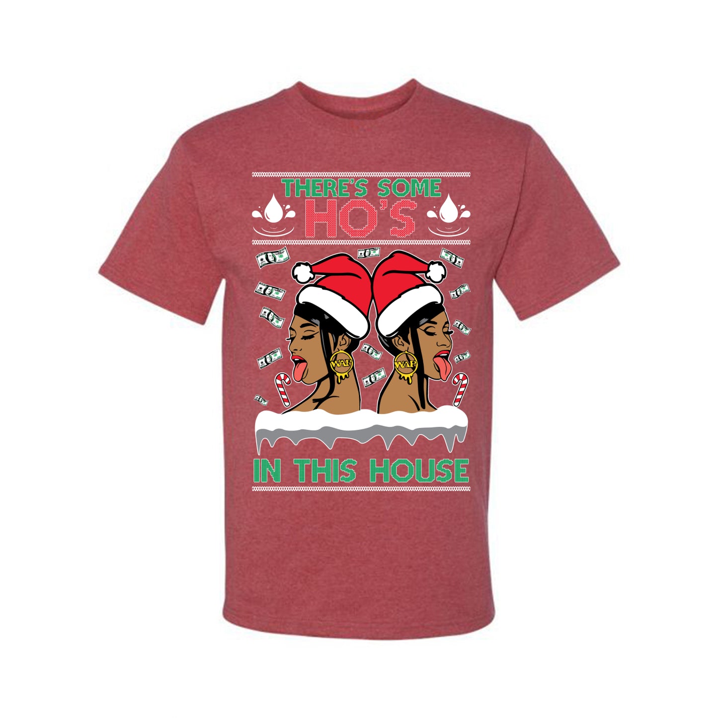 Woman Rapper Ho's In This House, Christmas Gifts, Funny Xmas Gift Idea, Ugly Christmas Sweater Men's T-Shirt