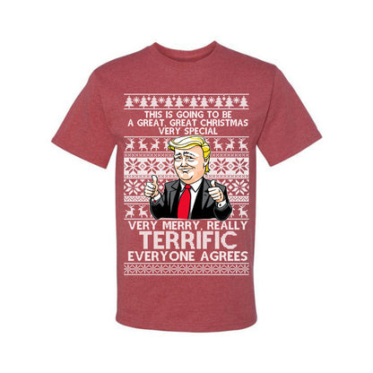 Funny Donald Trump Ugly Xmas Holiday T-shirt  Great Terrific Merry Christmas Ugly Christmas T-shirt  Ugly Christmas  Men's T-Shirt
