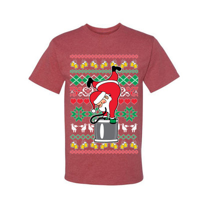 Ugly Xmas Graphic  T-shirt  Drunk Keg Stand Beer Drinking Santa Ugly Christmas T-shirt  Ugly Christmas  Men's T-Shirt