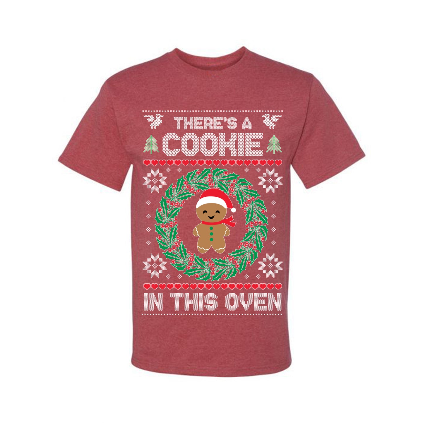 Ugly Christmas  T-shirt "Theres a Cookie in this Oven" Pregnancy Announcement  T-Shirt Ugly Christmas T-shirt  Ugly Christmas  Men's T-Shirt