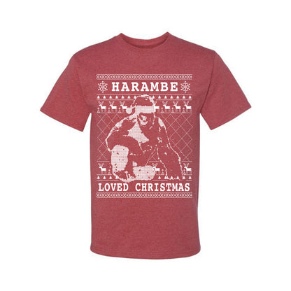 Ugly Christmas Graphic  T-shirt  Harambe Loved Christmas Funny Meme Holiday Gorilla  Ugly Christmas T-shirt  Ugly Christmas  Men's T-Shirt