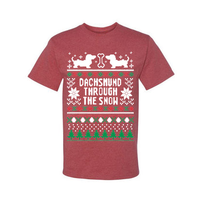 Graphic Daschund Through The Snow Christmas Wild Bobby Ugly Christmas Butcher Apron BBQ Grilling, Kitchen Cooking Ugly Christmas T-shirt  Ugly Christmas  Men's T-Shirt